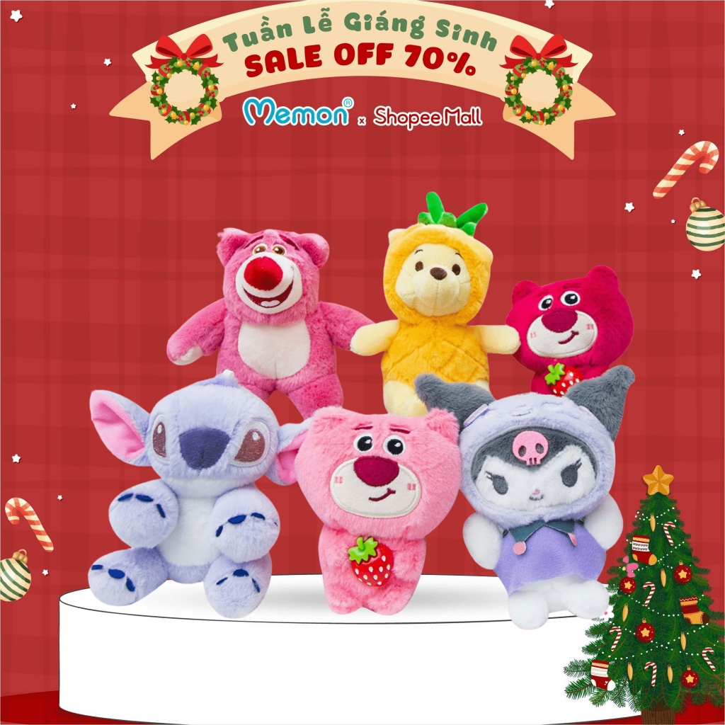 Móc Khóa Gấu Bông Lotso, Stitch, Gấu Pooh Dứa, Kuromi Cao Cấp Memon