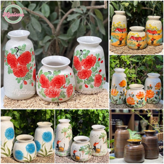 Bộ 3 lọ hoa gốm sứ bát tràng 24-20-15cm