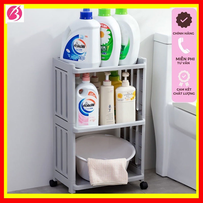 Kệ đựng đồ đa năng 3 tầng,4 tầng có bánh xe đẩy chuyên dụng cho spa, phòng tắm, bếp chất liệu nhựa PP cao cấp