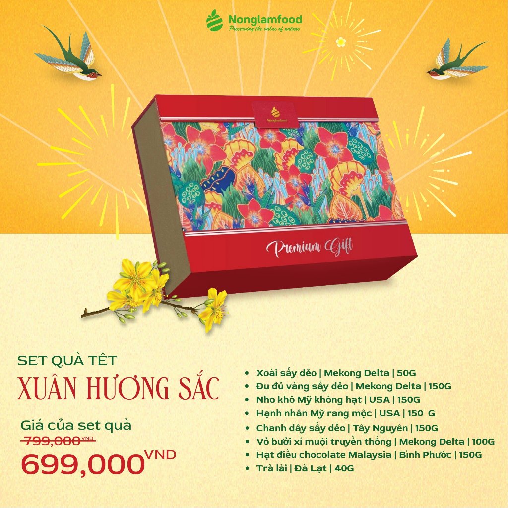 Set quà Xuân Hương Sắc 1 Nonglamfood | Quà tết cao cấp Xuân Giáp Thìn cho người thân, doanh nghiệp