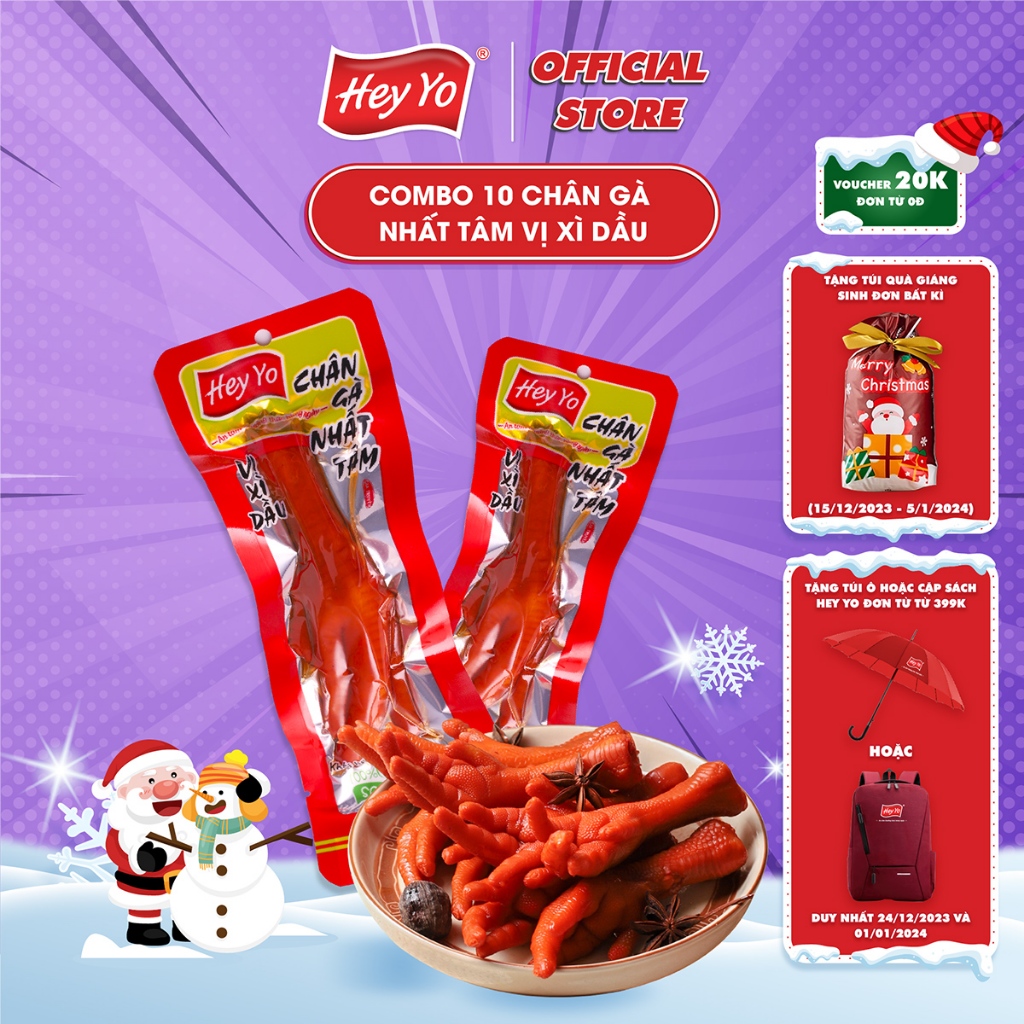 Combo 10 Chân Gà cay Hey Yo Nhất Tâm xì dầu 40g hàng Việt Nam thơm ngon chất lượng