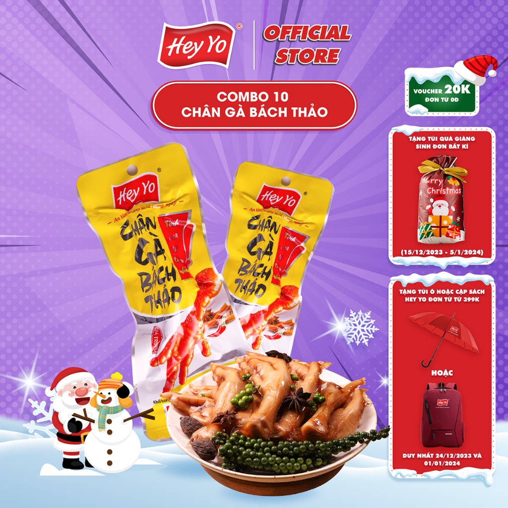 Combo 10 Chân Gà cay Hey Yo Bách Thảo 40g, chân gà ủ vị hàng Việt Nam thơm ngon chất lượng