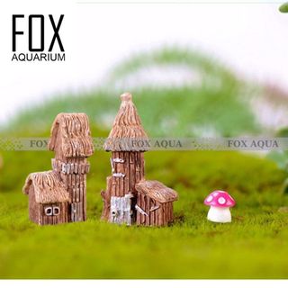 Mô hình nhà giả gỗ, nhà cổ, ngôi nhà tranh - Mô hình mini trang trí sân vườn, bể cá, bể terrarium