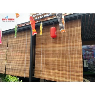 Rèm trúc hấp cacbon nan 1cm khổ ngang 2m, 2.5m, 3m màu nâu dùng che nắng, trang trí