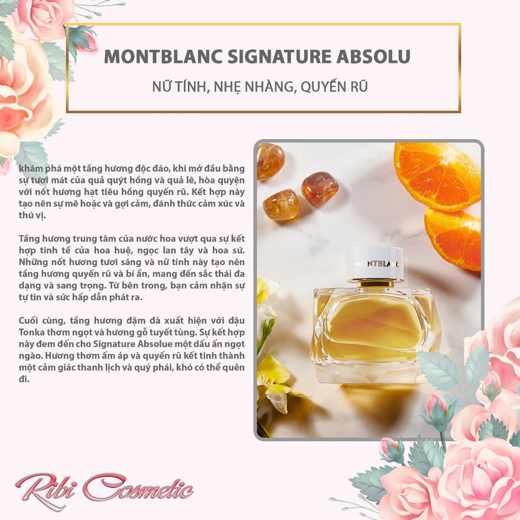 Nước Hoa Nữ Montblanc Signature - Signature Absolue Hương Sữa Dừa Béo Ngậy Ngây Thơ Nhẹ Nhàng Quyến Rũ Ribicosmetic