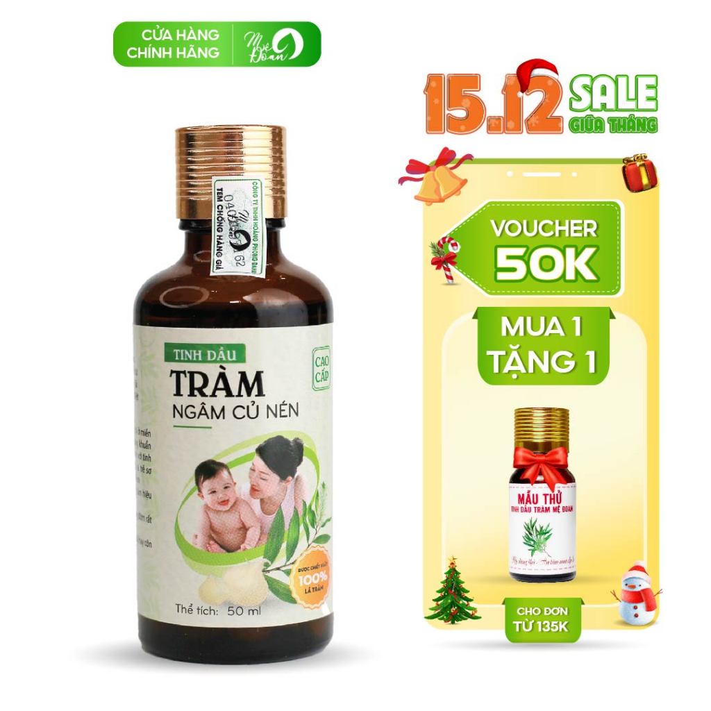 Tinh dầu tràm ngâm củ nén Mệ Đoan giữ ấm kháng khuẩn đuổi muỗi giữ ấm 50ml