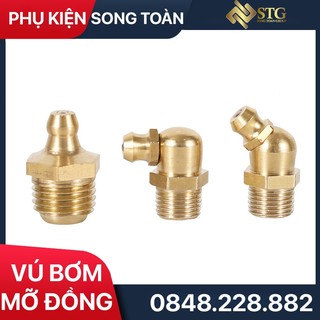 Vú Bơm Mỡ, Đầu Vú Mỡ Đồng Thau M6 M8 M10 M12 - Thẳng và Cong