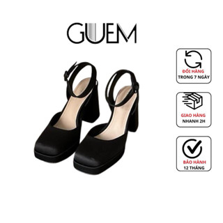 Giày Cao Gót Nữ 10cm Đế Trụ Mũi Vuông Quai Hậu A37