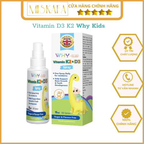 Vitamin D3K2, WHY kids, xịt why kids, tiện lợi , hấp thụ canxi tốt cho bé lớn khỏe, tăng đề kháng, phát triển chiều cao