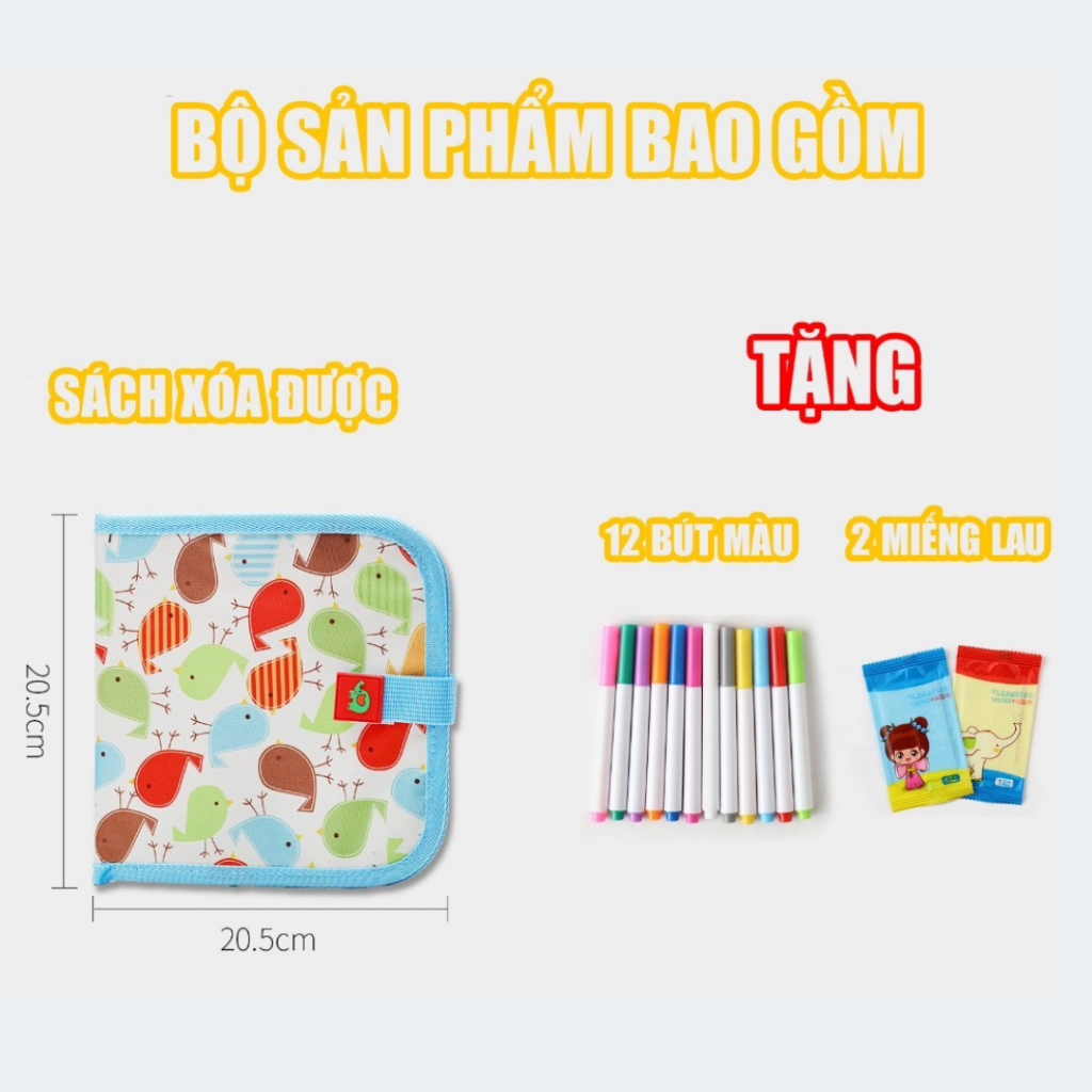 Sổ viết xoá được mẫu mới siêu tiện lợi với kích thước nhỏ gọn tặng kèm 12 bút
