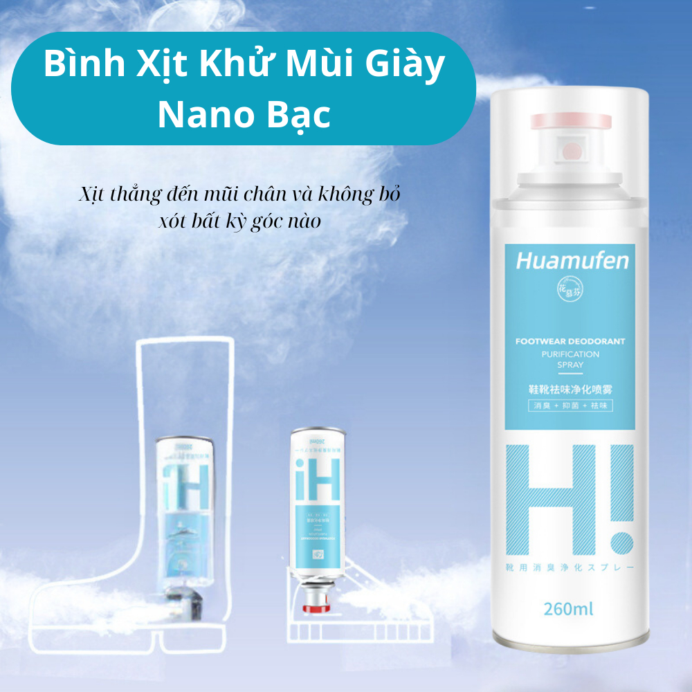 Bình xịt khử mùi hôi giày dép, hôi chân 260ml, chai xịt khử mùi giày đa năng ngăn ngừa mùi hôi khử hôi chân