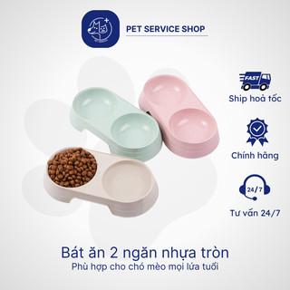 Bát ăn 2 ngăn nhựa tròn cho chó mèo (giao màu ngẫu nhiên) PETSERVICE.