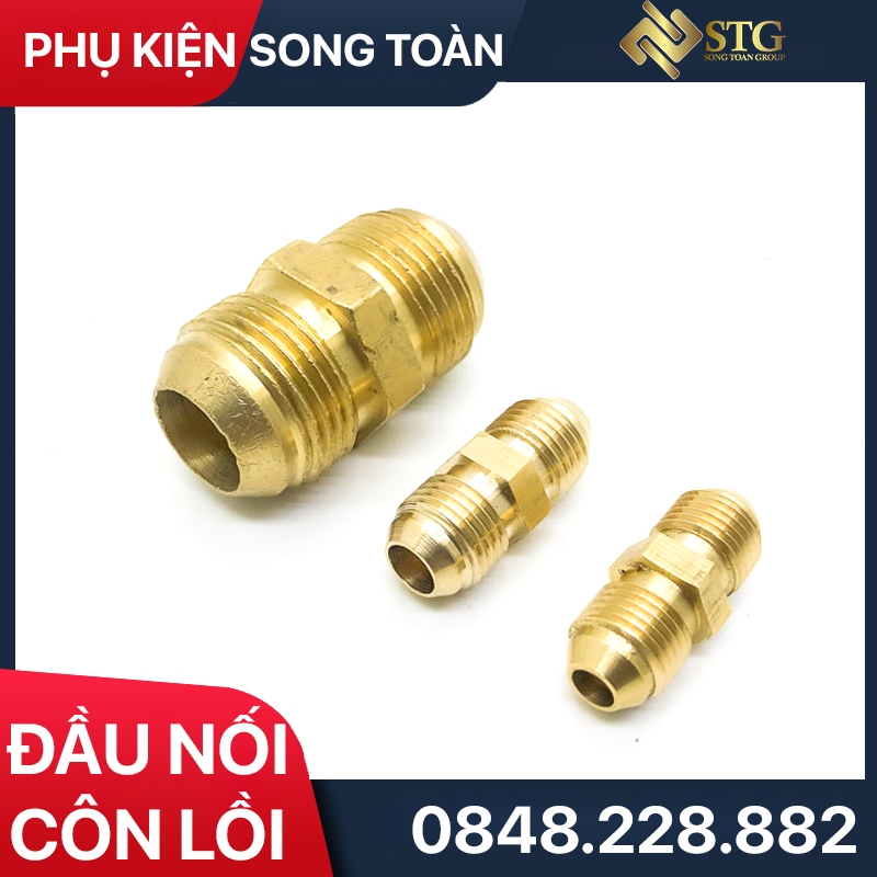 Thẳng 2 Đầu Côn Lồi Ren NPT & Nối Rắc Co - Nối Ống Đồng Điện Lạnh & Đầu Thủy Lực - (Brass Flare Fitting)