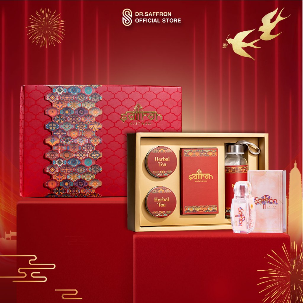Set quà tặng Tết Saffron Nhụy Hoa Nghệ Tây Jahan 1Gr và đông trùng hạ thảo