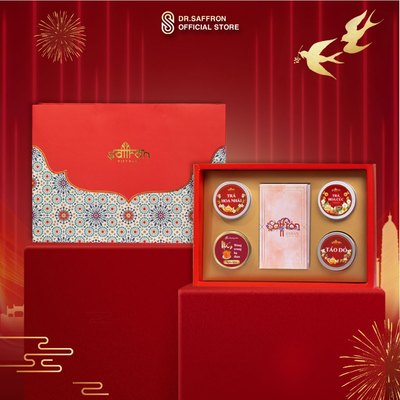 Bộ quà trung thu Nhụy hoa nghệ tây Saffron Việt Nam kèm quà tặng và trà hoa cao cấp