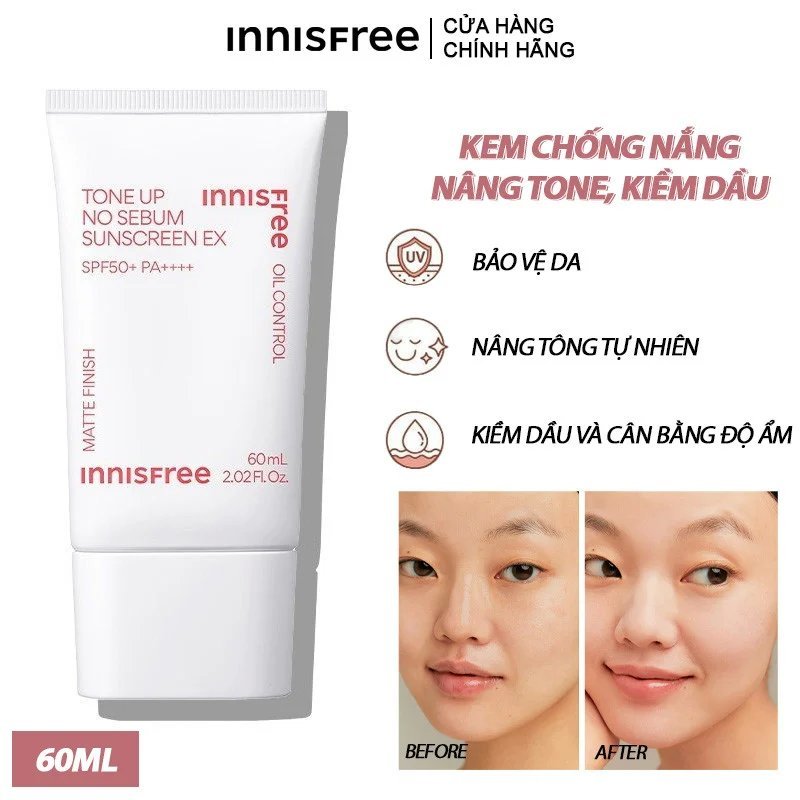 Kem chống nắng Innisfree Tone Up Nosebum 50ml lên tông trắng hồng mẫu mới