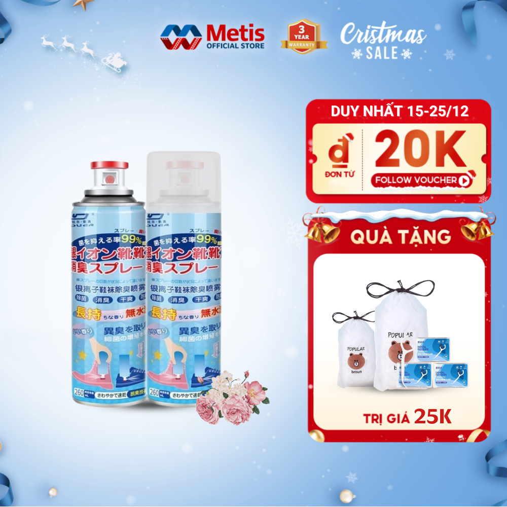 Bình xịt khử mùi hôi giày dép NANO bạc 2h lọ 260ml, chuyên dùng làm thơm tủ dầy, quần áo, vớ chân_CX260