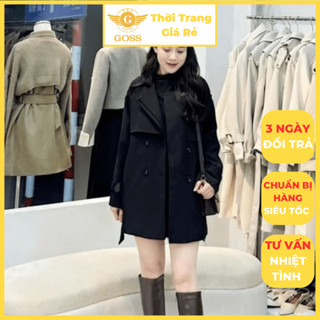 Áo Khoác Nữ Mangto Dáng Ngắn Khuy Nhựa Xà Cừ Tay Đai Trẻ Trung GOSS GA830 Áo Măng Tô Nữ Dài Tay Thu Đông Freesize