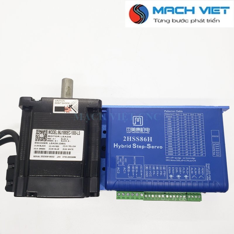 Bộ động cơ Hybrid Servo hãng JMC 4.5Nm 86J1880EC-1000 và Driver 2HSS86H (kèm cáp)