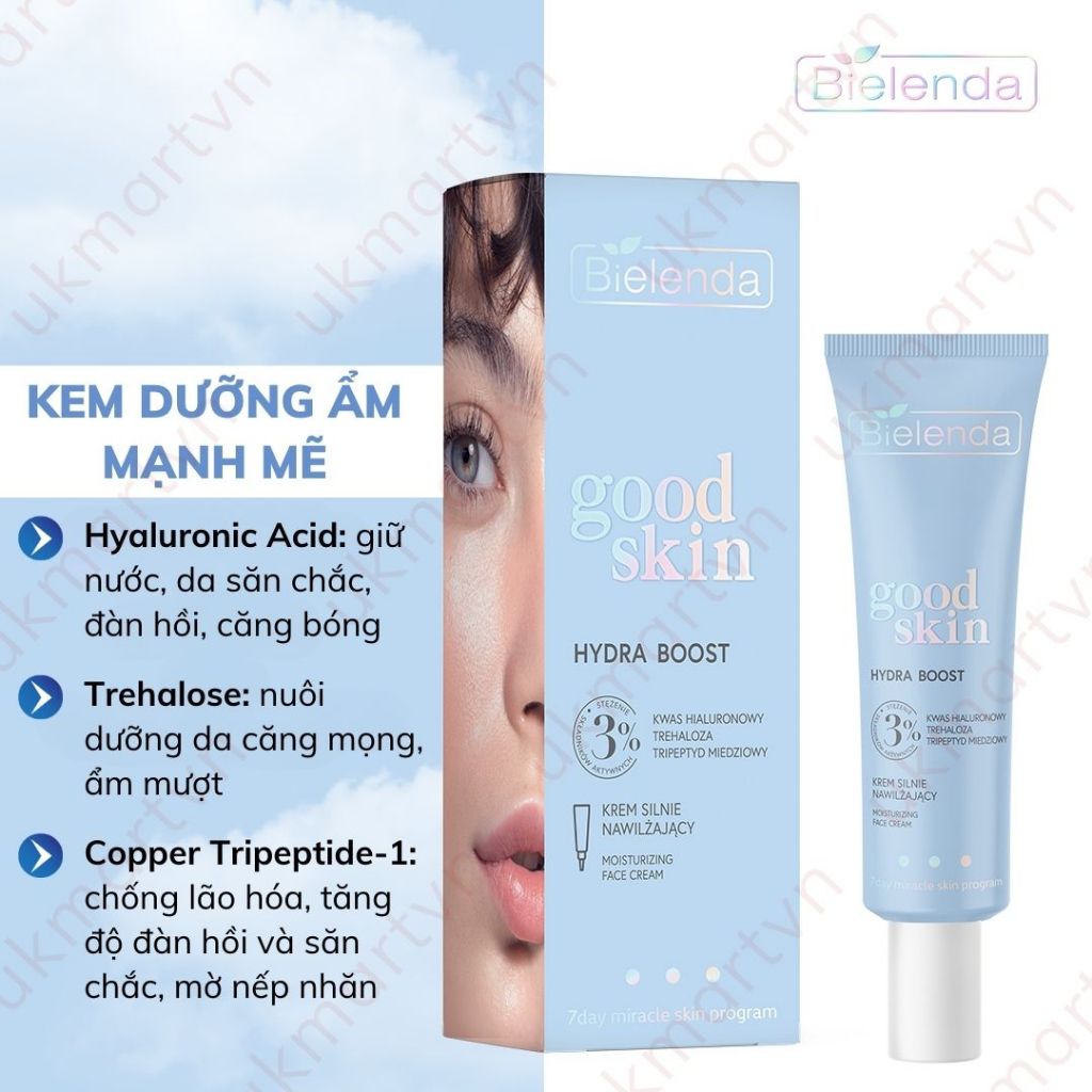Kem Dưỡng Bielenda Good Skin Hydro Boost 5% Dưỡng Sáng Và Trẻ Hoá Da 50ml