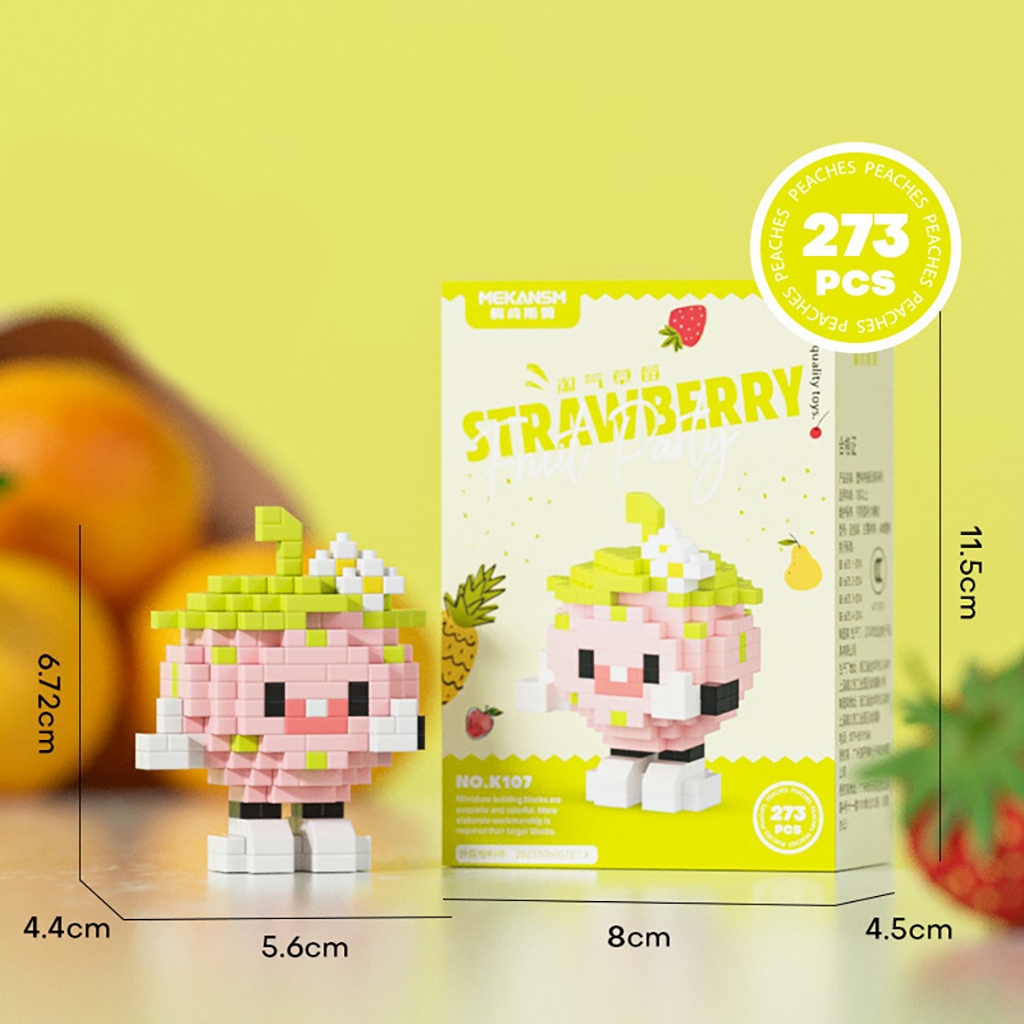 Bộ mô hình đồ chơi lắp ráp xếp hình mini 3D nhân vật fruit party - shincase
