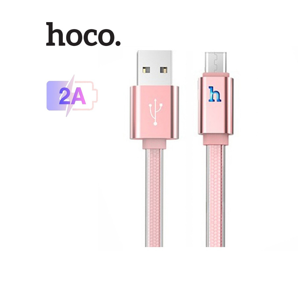 Dây sạc Hoco UPM12 Micro sạc nhanh 2A hỗ trợ truyền dữ liệu dây bện đèn Led dài 2M