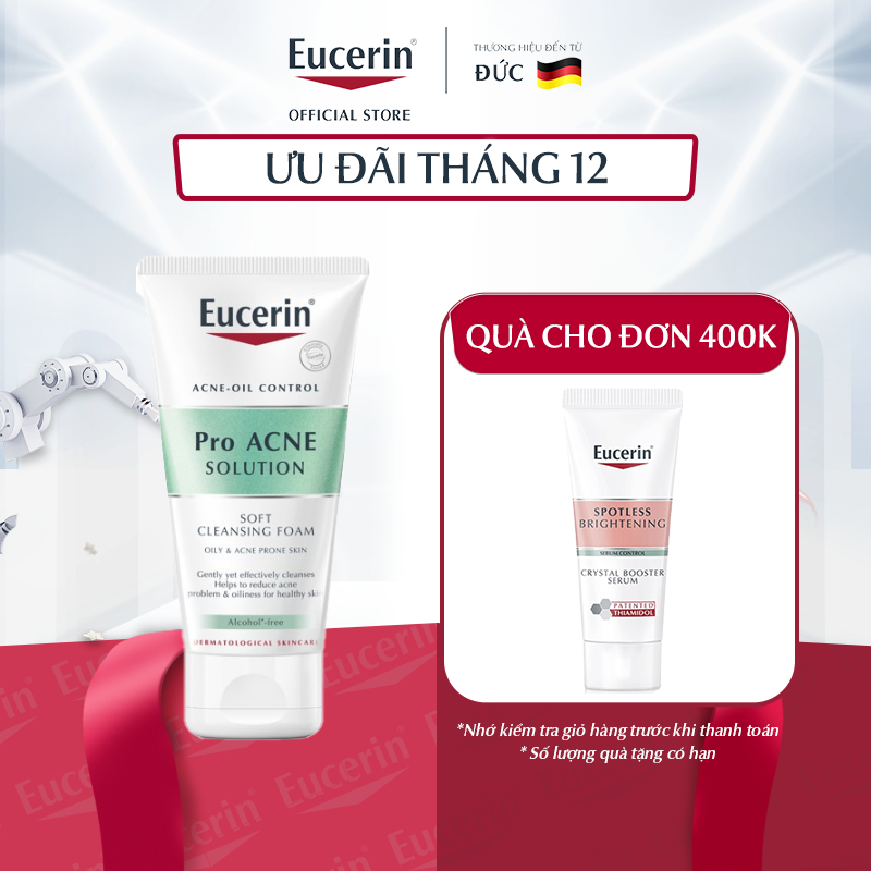 Sữa rửa mặt dạng bọt sạch sâu cho da nhờn Eucerin Pro Acne Cleansing Foam 50g