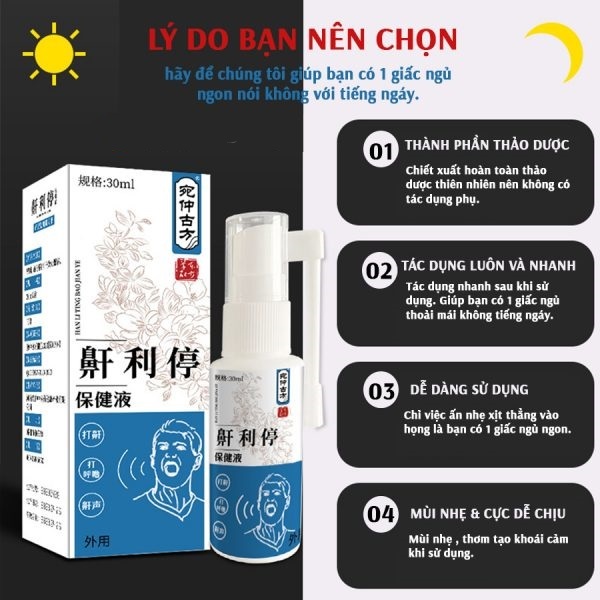 Xịt chống ngủ ngáy Đài Loan Snoretin 30ml chiết xuất thảo dược tự nhiên.