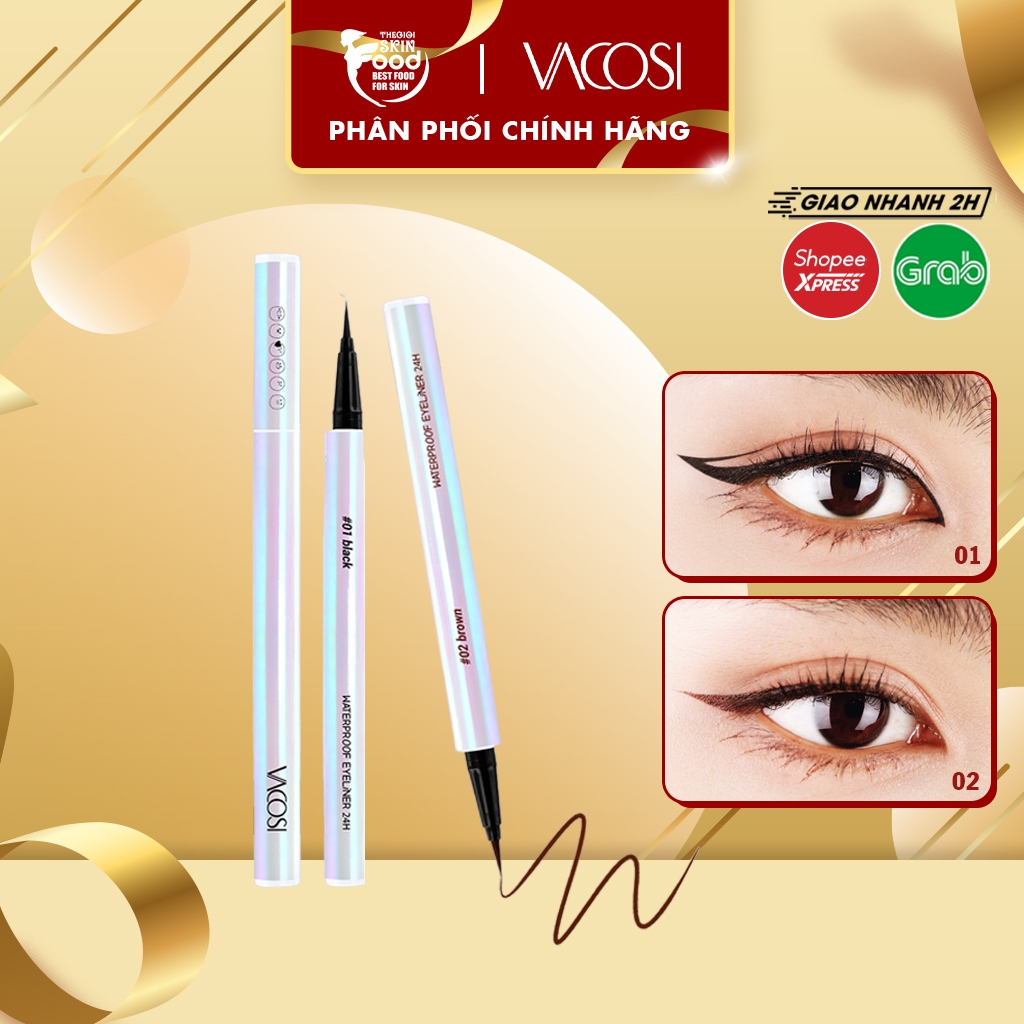 Bút Kẻ Mắt Nước Không Lem Lâu Trôi Vacosi 24H Waterproof Pen - VM25 0.6g