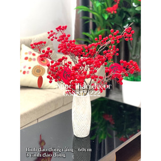 Set bình đào đông rừng giả, cành đào đông rừng trang trí tết
