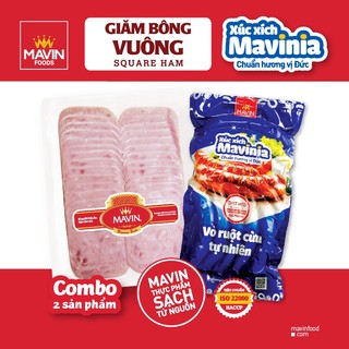 Combo Giăm Bông Mavin Vuông Square Ham + Xúc Xích Mavinia - Sạch Từ Nguồn