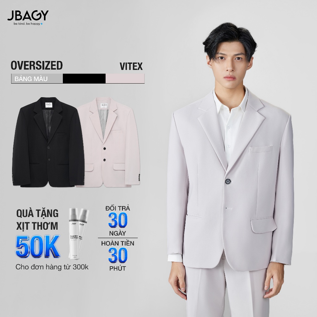 Áo vest nam dài tay form rộng hàn quốc, blazer nam độn vai thương hiệu JBAGY - JK007