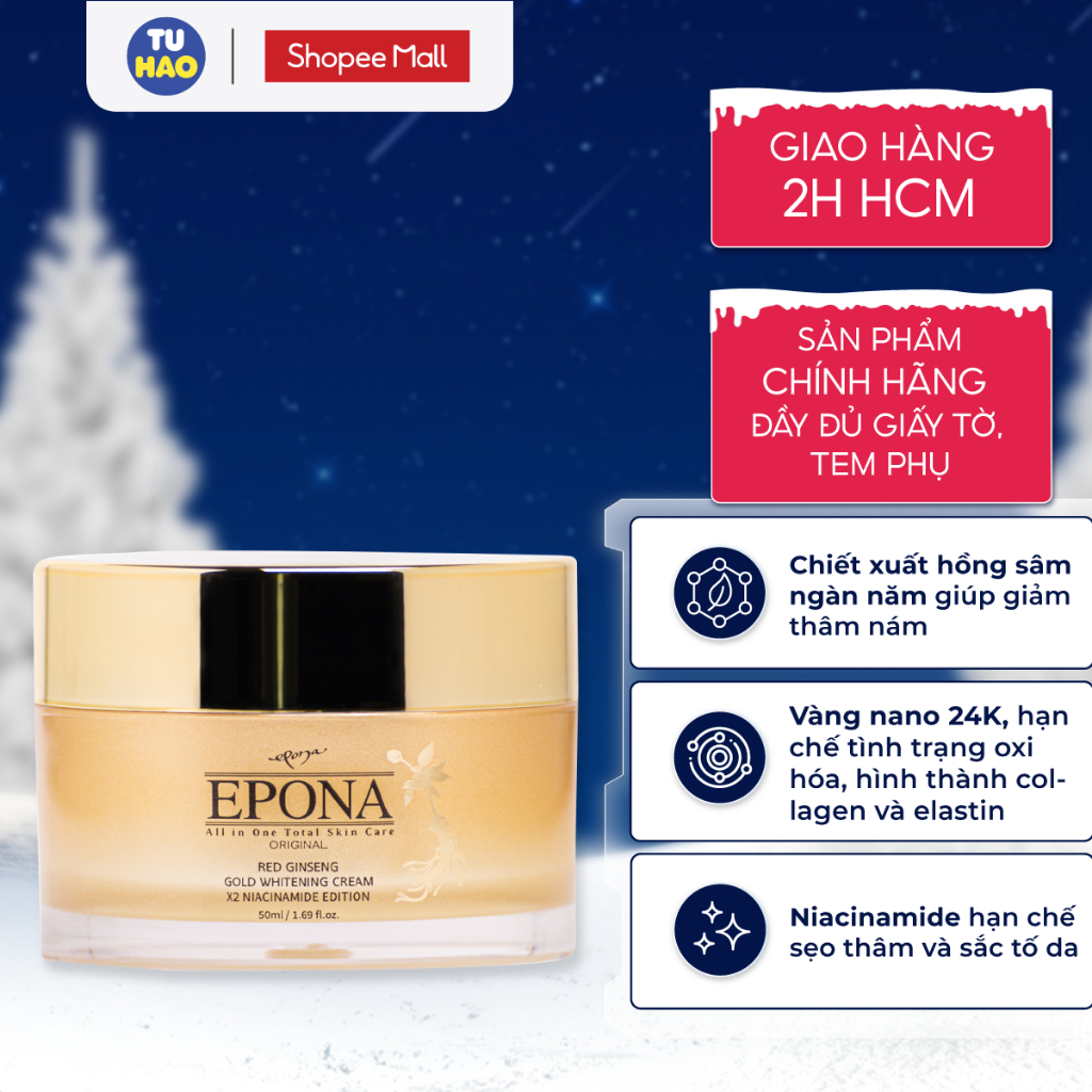 Kem dưỡng trắng giảm thâm nám hồng sâm ngàn năm Epona Original Ginseng 50ml