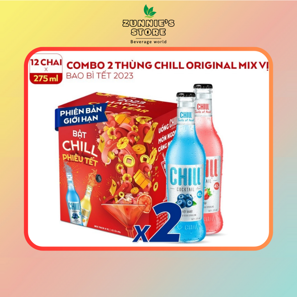 COMBO 2 thùng Chill Cocktail Original chai mix vị 275ml/chai