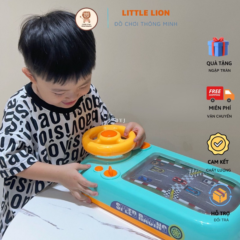Ô tô đồ chơi đường đua ô tô vũ trụ có màn hình chuyển động mô phỏng đường đua cho bé điều khiển vô lăng.