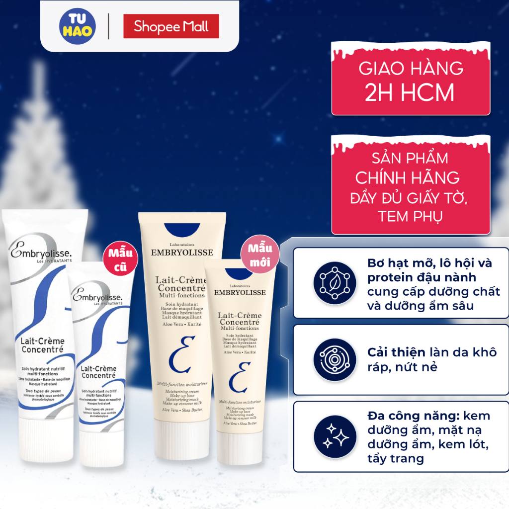 Kem Dưỡng Ẩm Phục Hồi Da Embryolisse Lait Creme Concentre 2ml/ 30ml/ 75ml
