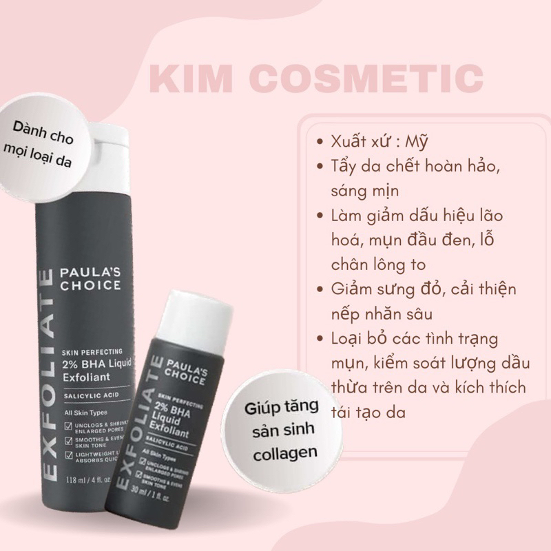 Tẩy da chết hóa học Paula's Choice Skin Perfecting 2% BHA Liquid Exfoliant