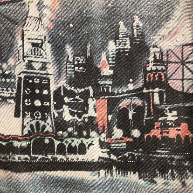 Chân váy jeans đính đá hoạ tiết Dzzit