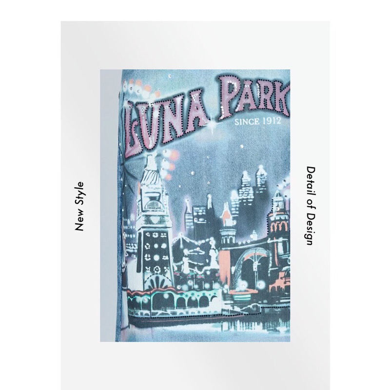 Chân váy jeans đính đá hoạ tiết Dzzit