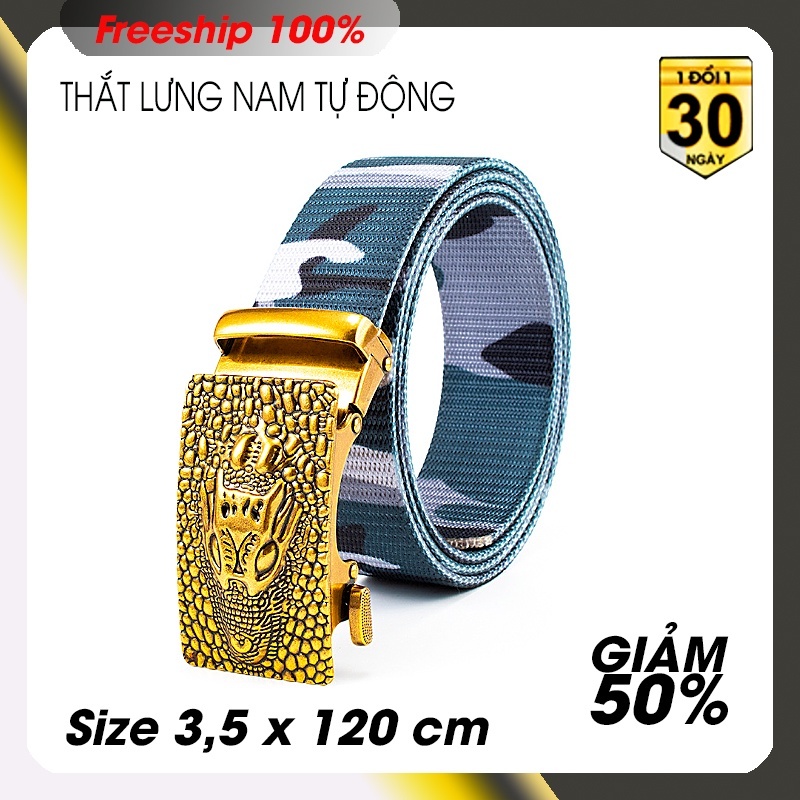 Thắt lưng nam vải dù phượt Mẫu TLN28 - Size 3,8 x 120 cm - khóa kim loại chỉnh dây tự động mẫu XH