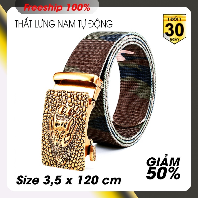 Thắt lưng nam vải dù phượt Mẫu TLN28 - Size 3,8 x 120 cm - khóa kim loại chỉnh dây tự động mẫu XH