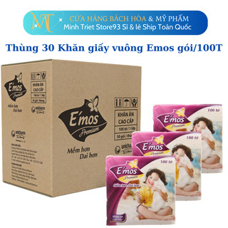 Thùng 30 Khăn giấy vuông Emos 1gói/100Tờ