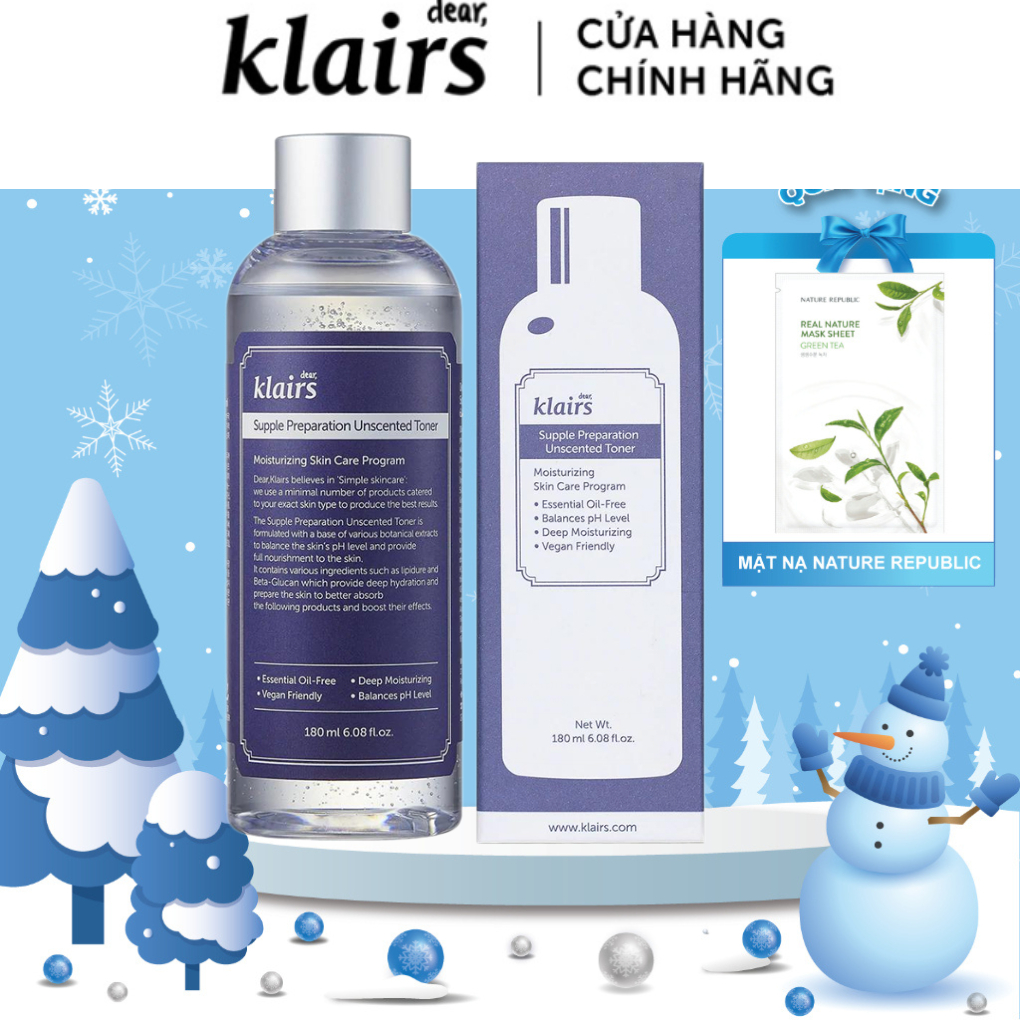 Nước hoa hồng Klairs 180ML- dưỡng ẩm và làm mềm da