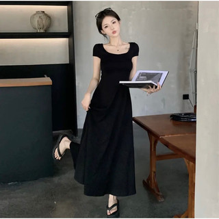 Váy maxi co giãn dáng chữ A cổ vuông cộc tay cho nữ mẫu mới nhất năm 2024 [ Hàng sẵn - ảnh thật L002]