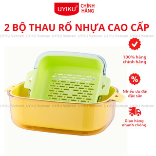 Bộ thau rổ nhựa trong suốt cao cấp UYIKU Nhật Bản 2 thau 2 rổ tiện dụng