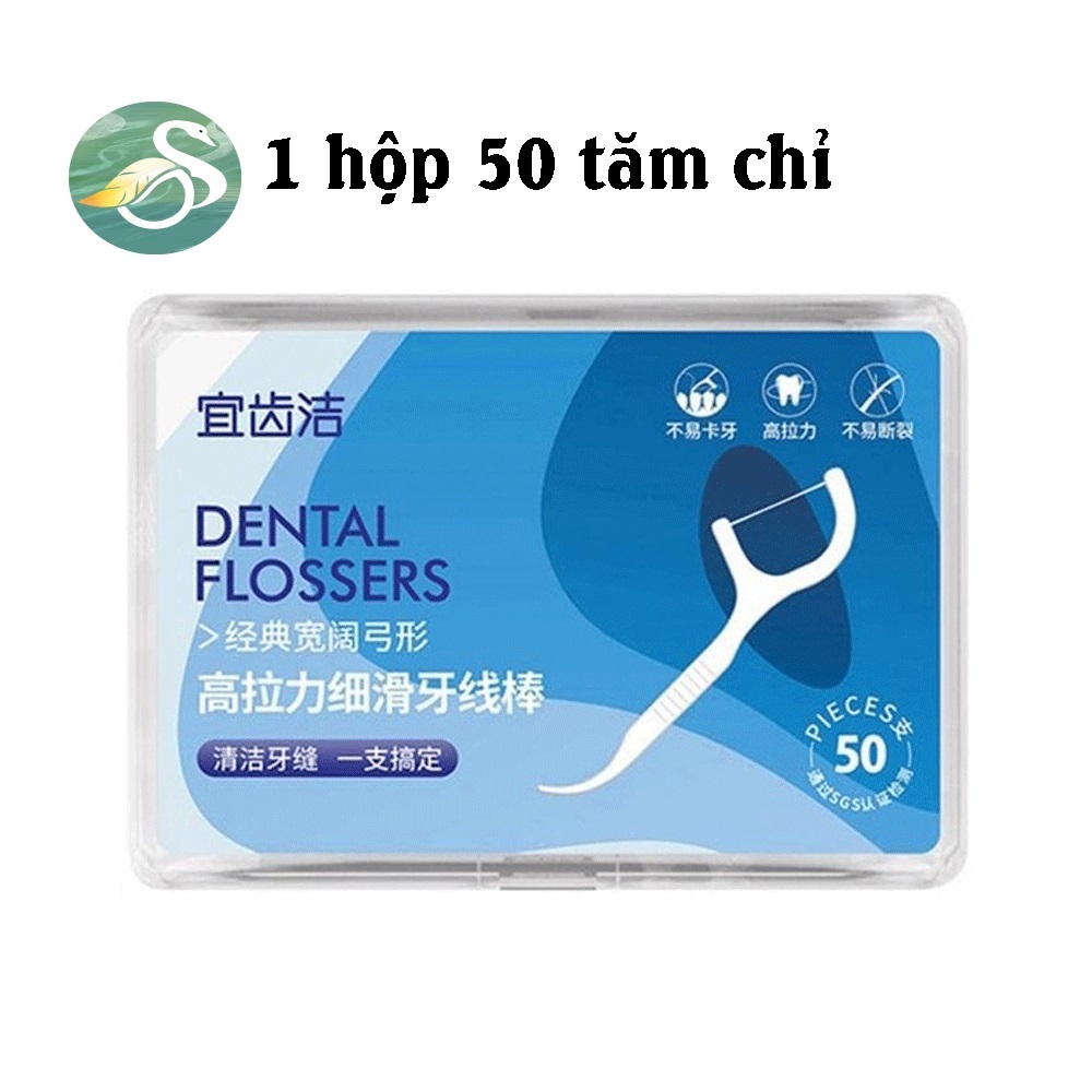 (Sỉ siêu rẻ) Tăm Chỉ Nha Khoa Hộp 50 Cái Dental Flossers Hộp 50 Que Tăm Chỉ Xỉa Răng Nha Khoa Vệ Sinh Răng Miệng CNK2