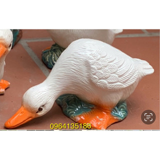 Tiểu cảnh vịt con uống nước gốm sứ Bát Tràng