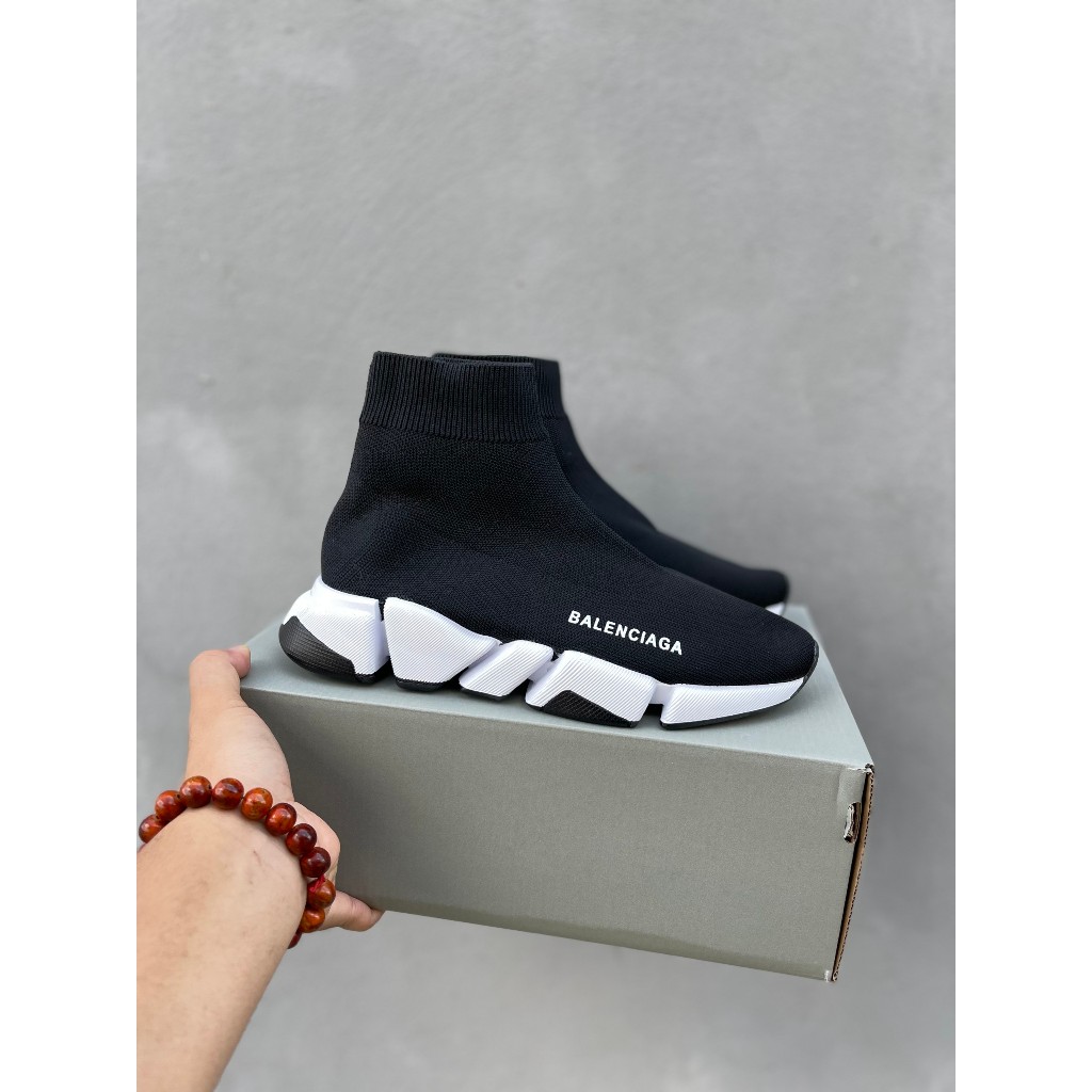 Giày thể thao Balenciaga speed Man Black And White Speed 2.0,Giày sneaker Balen speed Tách đế cao cổ đen chuẩn cao cấp