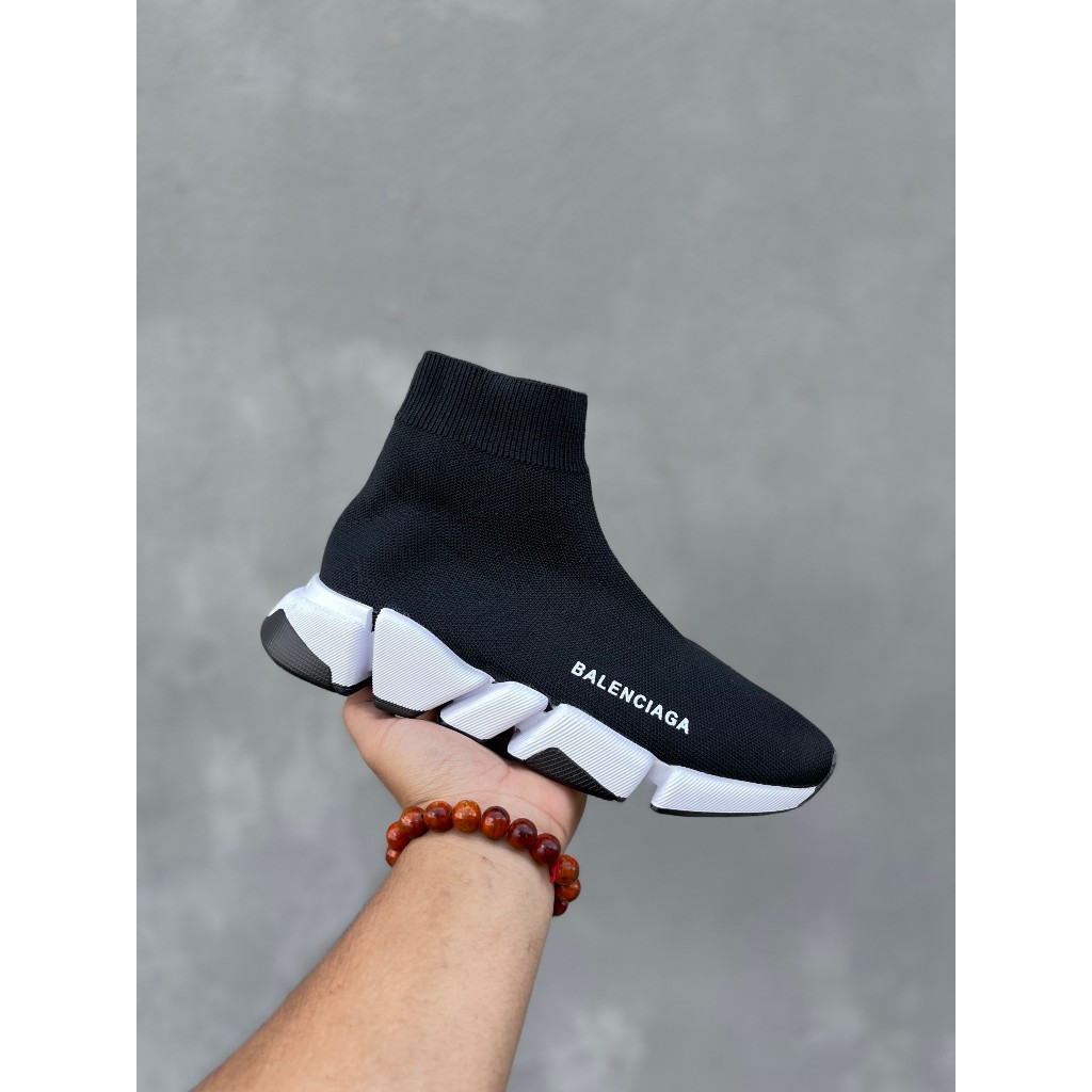 Giày thể thao Balenciaga speed Man Black And White Speed 2.0,Giày sneaker Balen speed Tách đế cao cổ đen chuẩn cao cấp