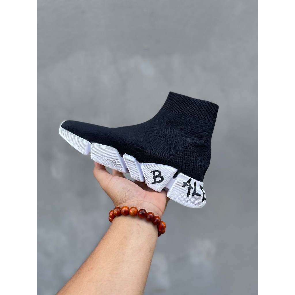 Giày thể thao Balenciaga speed Man Black And White Speed 2.0,Giày sneaker Balen speed Tách đế cao cổ đen chuẩn cao cấp